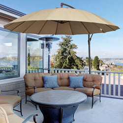 Outsunny 3(m) Cantilever Shanghai Parasol w/ Crank Handle, Cross Base, Khaki