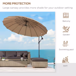 Outsunny 3(m) Cantilever Shanghai Parasol w/ Crank Handle, Cross Base, Khaki - Additional view 4