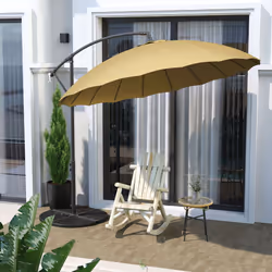 Outsunny 3(m) Cantilever Shanghai Parasol w/ Crank Handle, Cross Base, Khaki - Additional view 8