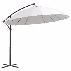 Outsunny 3(m) Cantilever Shanghai Parasol w/ Crank Handle, Cross Base, Off-White - Additional view 8