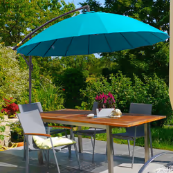 Outsunny 3(m) Cantilever Shanghai Parasol w/ Crank Handle, Cross Base, Turquoise