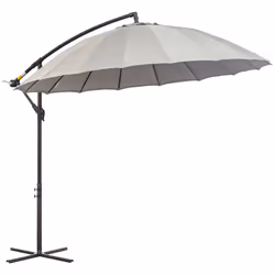 Outsunny 3(m) Cantilever Shanghai Parasol w/ Crank Handle, Cross Base, Grey - Additional view 8
