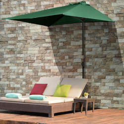Outsunny 2.3m Garden Balcony Half Round Umbrella Metal Parasol Umbrella Green