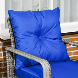 Outsunny 3 PCs PE Rattan Garden Sofa Set w/ 2 Chairs & Storage Table Blue - Additional view 6