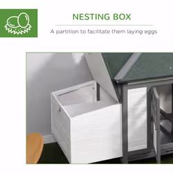 PawHut Chicken Coop Hen Poultry House w/ Nesting Box Outdoor Run Patio Wooden - Additional view 4