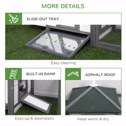 PawHut Chicken Coop Hen Poultry House w/ Nesting Box Outdoor Run Patio Wooden - Additional view 5