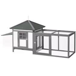 PawHut Chicken Coop Hen Poultry House w/ Nesting Box Outdoor Run Patio Wooden - Additional view 8