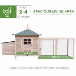 PawHut Chicken Coop Hen Poultry House w/ Nesting Box Outdoor Run Patio Wooden
