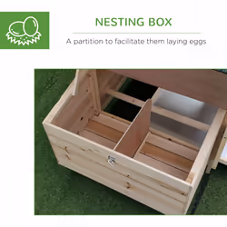 PawHut Chicken Coop Hen Poultry House w/ Nesting Box Outdoor Run Patio Wooden - Additional view 4