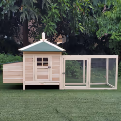 PawHut Chicken Coop Hen Poultry House w/ Nesting Box Outdoor Run Patio Wooden - Additional view 7
