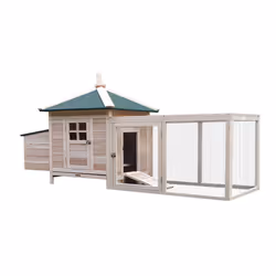 PawHut Chicken Coop Hen Poultry House w/ Nesting Box Outdoor Run Patio Wooden - Additional view 8