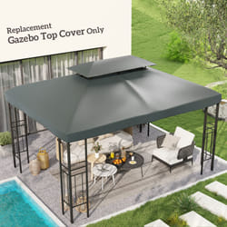 Outsunny 3x4m Gazebo Replacement Roof Canopy 2 Tier Top UV Cover Dark Grey