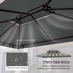 Outsunny 3x4m Gazebo Replacement Roof Canopy 2 Tier Top UV Cover Dark Grey