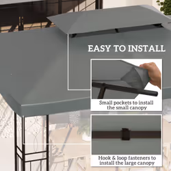 Outsunny 3x4m Gazebo Replacement Roof Canopy 2 Tier Top UV Cover Dark Grey