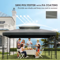 Outsunny 3x4m Gazebo Replacement Roof Canopy 2 Tier Top UV Cover Dark Grey - Additional view 4