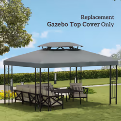 Outsunny 3x4m Gazebo Replacement Roof Canopy 2 Tier Top UV Cover Dark Grey - Additional view 5