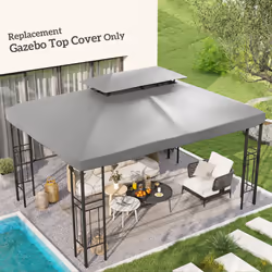 Outsunny 3x4m Gazebo Replacement Roof Canopy 2 Tier Top UV Cover Light Grey