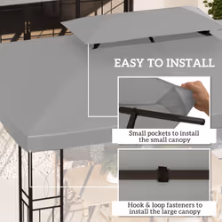 Outsunny 3x4m Gazebo Replacement Roof Canopy 2 Tier Top UV Cover Light Grey