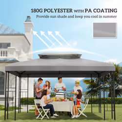 Outsunny 3x4m Gazebo Replacement Roof Canopy 2 Tier Top UV Cover Light Grey - Additional view 4