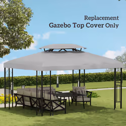 Outsunny 3x4m Gazebo Replacement Roof Canopy 2 Tier Top UV Cover Light Grey - Additional view 5
