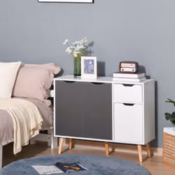 HOMCOM Storage Cabinet, Floor Standing Sideboard with Drawer, Grey