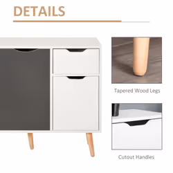 HOMCOM Storage Cabinet, Floor Standing Sideboard with Drawer, Grey - Additional view 4