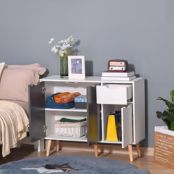 HOMCOM Storage Cabinet, Floor Standing Sideboard with Drawer, Grey - Additional view 7