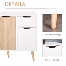 HOMCOM Storage Cabinet, Floor Standing Sideboard with Drawer, Natural