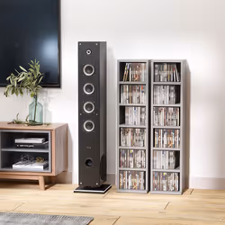 HOMCOM Set of 2 CD Storage Units with Adjustable Shelves Grey