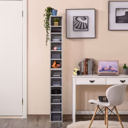 HOMCOM Set of 2 CD Storage Units with Adjustable Shelves Grey