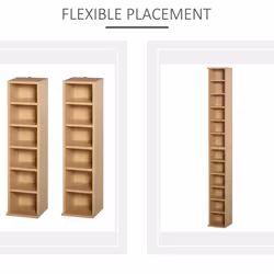HOMCOM Set of 2 CD Storage Units with Adjustable Shelves Natural Wood Colour - Additional view 4