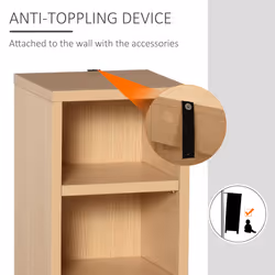 HOMCOM Set of 2 CD Storage Units with Adjustable Shelves Natural Wood Colour - Additional view 6