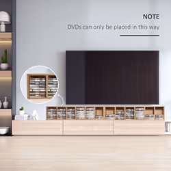 HOMCOM Set of 2 CD Storage Units with Adjustable Shelves Natural Wood Colour - Additional view 7