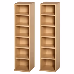 HOMCOM Set of 2 CD Storage Units with Adjustable Shelves Natural Wood Colour - Additional view 8