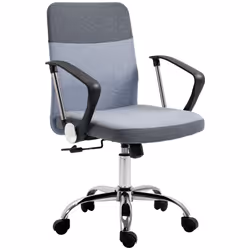 Vinsetto Office Chair Linen Swivel Desk Chair Home Study Rocker, Grey
