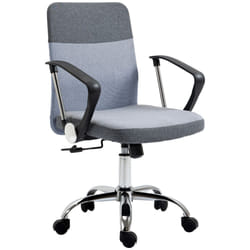 Vinsetto Office Chair Linen Swivel Desk Chair Home Study Rocker, Grey