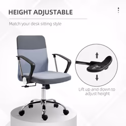 Vinsetto Office Chair Linen Swivel Desk Chair Home Study Rocker, Grey