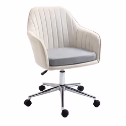 Vinsetto Leisure Office Chair Linen Swivel Desk Chair Home Study Beige