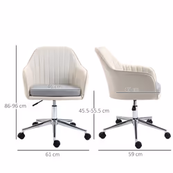 Vinsetto Leisure Office Chair Linen Swivel Desk Chair Home Study Beige