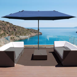 Outsunny 4.6M Garden Patio Umbrella Canopy Parasol Sun Shade w/ Base Blue