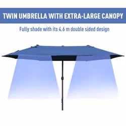 Outsunny 4.6M Garden Patio Umbrella Canopy Parasol Sun Shade w/ Base Blue