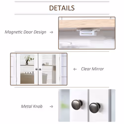 kleankin Bathroom Mirror Cabinet Wall Mounted Storage Cupboard 2 Doors