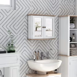 kleankin Bathroom Mirror Cabinet Wall Mounted Storage Cupboard 2 Doors - Additional view 4