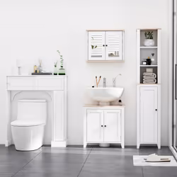 kleankin Bathroom Mirror Cabinet Wall Mounted Storage Cupboard 2 Doors - Additional view 6