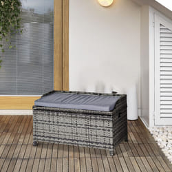 Outsunny Rattan Wicker Storage Basket Box Bench Seat Furniture w/ Cushion