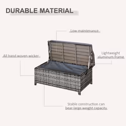 Outsunny Rattan Wicker Storage Basket Box Bench Seat Furniture w/ Cushion - Additional view 4