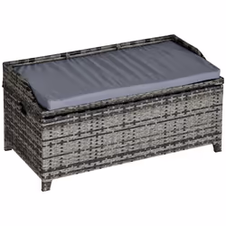 Outsunny Rattan Wicker Storage Basket Box Bench Seat Furniture w/ Cushion - Additional view 8