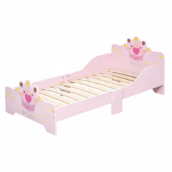 HOMCOM Kids Wooden Princess Crown & Flower Single Bed Safety Side Rails Slats - Additional view 6