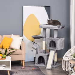 PawHut 111cm Cat Tree Tower Activity Centre W/ Scratching Post Condo Hammock