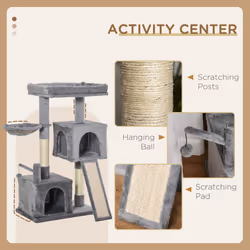 PawHut 111cm Cat Tree Tower Activity Centre W/ Scratching Post Condo Hammock - Additional view 7